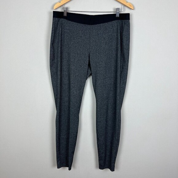 Eileen Fisher Pants Leggings Womens Large Charcoal Gray Herringbone Pull On L‎ - Picture 1 of 11